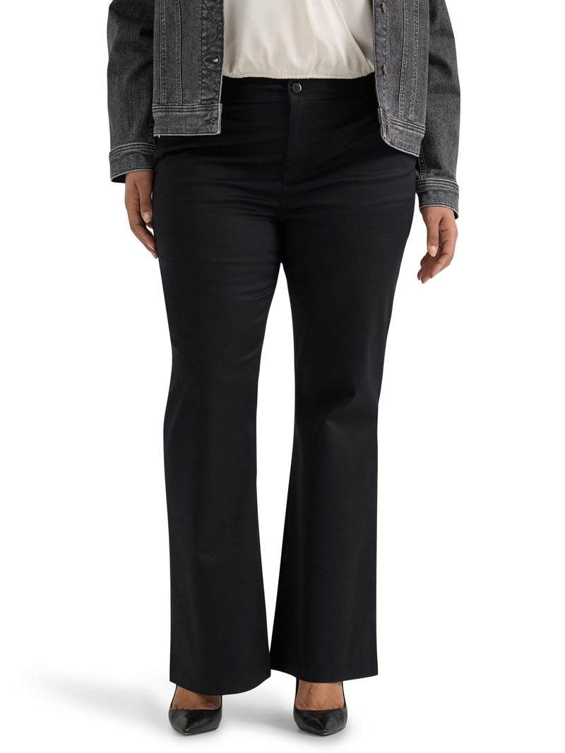 Lee Women's Plus Size Wrinkle Free Mid Rise Bootcut Pant Union-All Black 26 Plus - Image 1