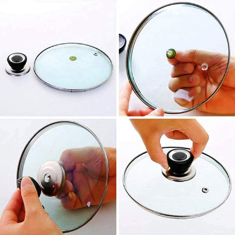 HAPPY HOME 4 Pieces Kitchen Cookware Lid Handles, Pot Handles Knobs, Pan Lid Knobs, Knob Handle Cookware Lids, with 4 Screws and 6 Washers, Used for Most Pot Lid Replacement Knobs Multicolor