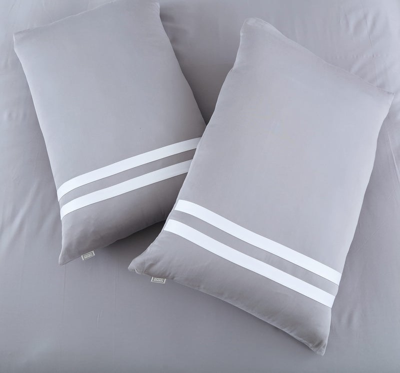 Spread Spain® Botanic Cotton 550 Thread Count King Size Quilt Cover with Corner Loops & Openable Zipper (90X108) - Steel Grey - Image 5