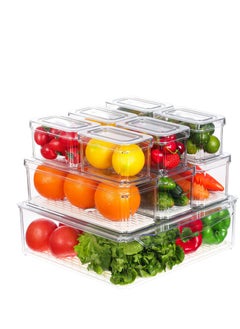 MIXDE Set of 10 Fridge Organizer Stackable Refrigerator Organizer Bins with Lids, BPA-Free Plastic Pantry Storage Bins for Fridge Freezer Kitchen Cabinet Pantry  - Image 1