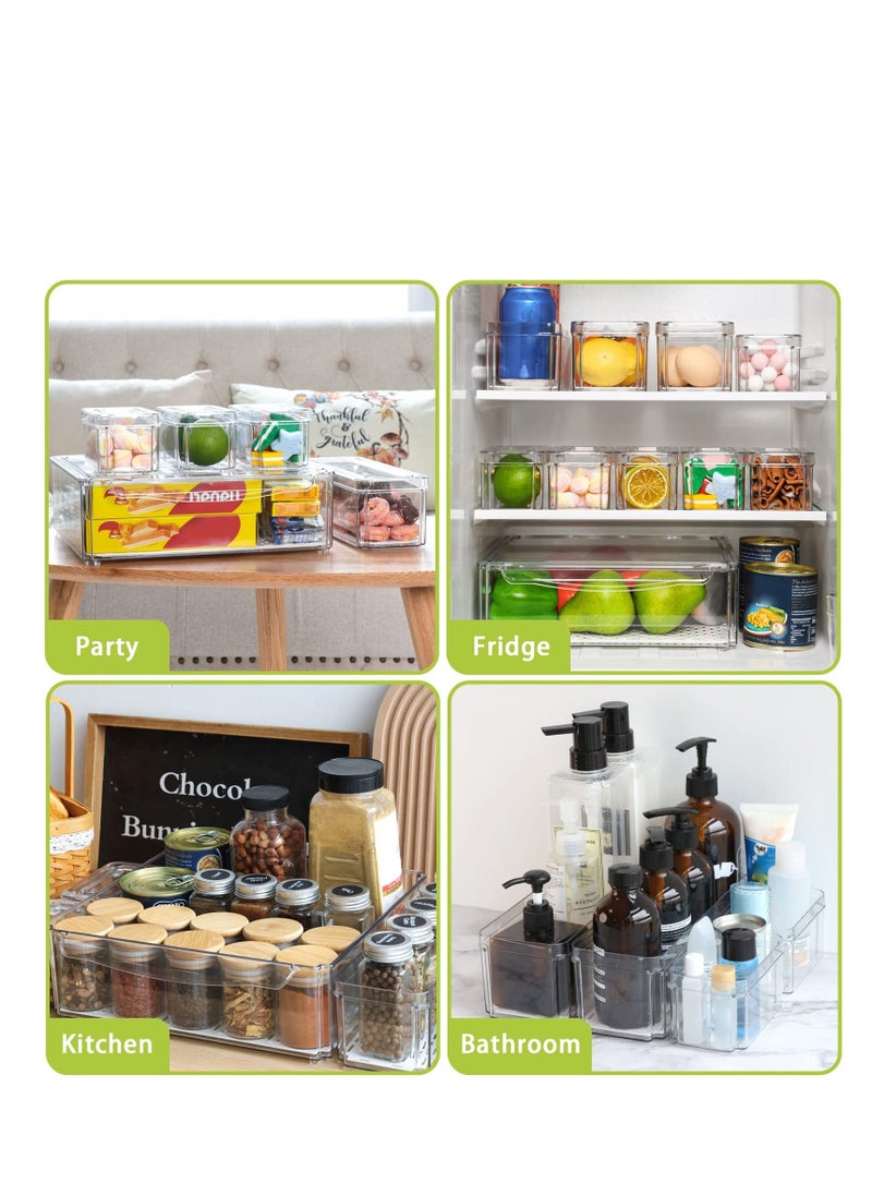 MIXDE - Set of 10 Fridge Organizer Stackable Refrigerator Organizer Bins with Lids, BPA-Free Plastic Pantry Storage Bins for Fridge Freezer Kitchen Cabinet Pantry - Image 1