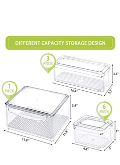 MIXDE Set of 10 Fridge Organizer Stackable Refrigerator Organizer Bins with Lids, BPA-Free Plastic Pantry Storage Bins for Fridge Freezer Kitchen Cabinet Pantry  - Image 2