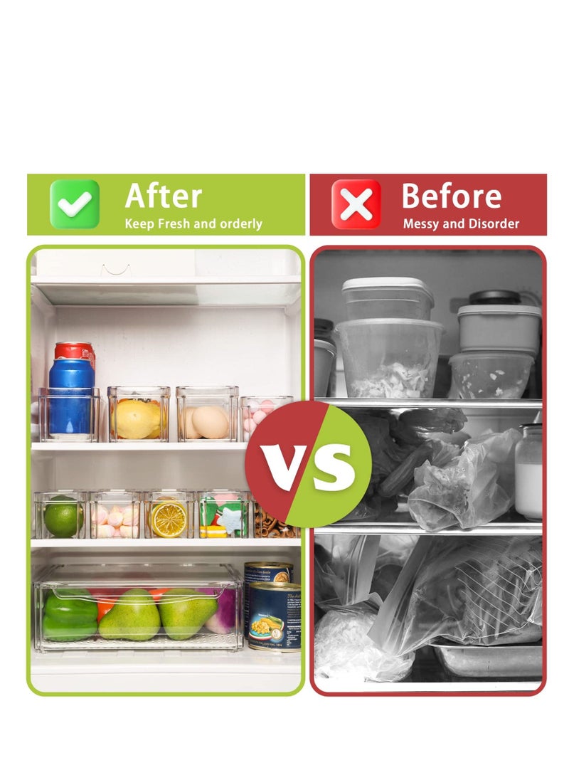 MIXDE - Set of 10 Fridge Organizer Stackable Refrigerator Organizer Bins with Lids, BPA-Free Plastic Pantry Storage Bins for Fridge Freezer Kitchen Cabinet Pantry - Image 1