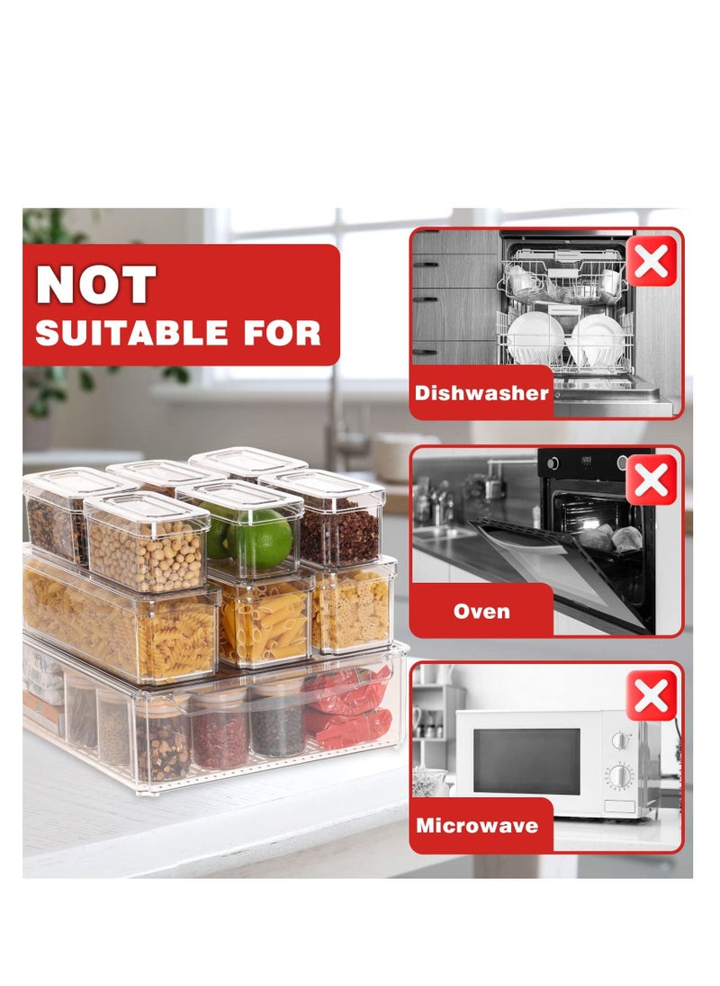 MIXDE - Set of 10 Fridge Organizer Stackable Refrigerator Organizer Bins with Lids, BPA-Free Plastic Pantry Storage Bins for Fridge Freezer Kitchen Cabinet Pantry - Image 1