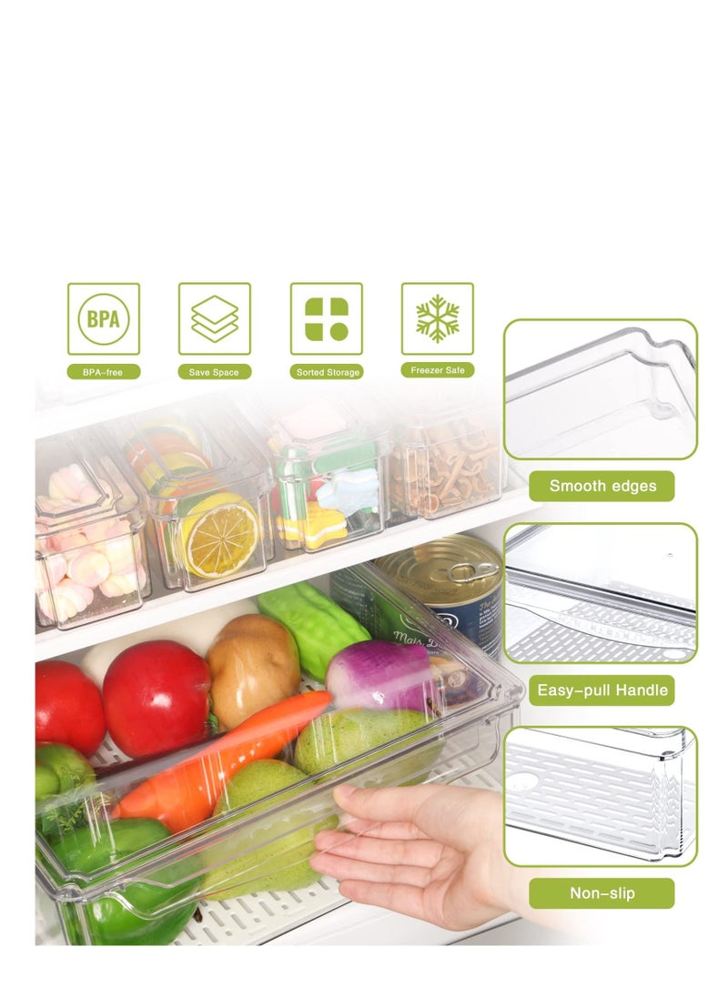 MIXDE - Set of 10 Fridge Organizer Stackable Refrigerator Organizer Bins with Lids, BPA-Free Plastic Pantry Storage Bins for Fridge Freezer Kitchen Cabinet Pantry - Image 1