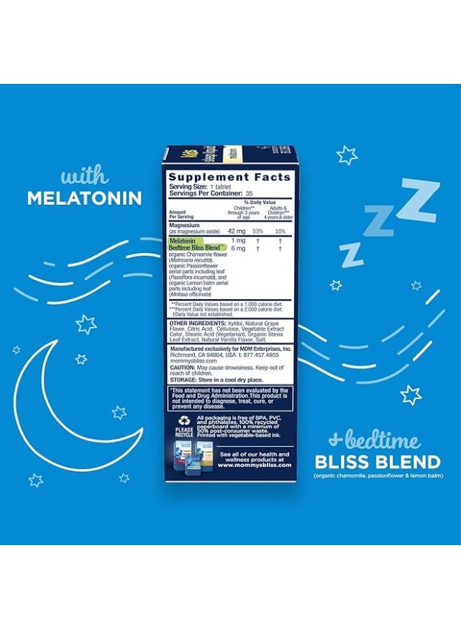 Mommy's Bliss Kids Sleep Chewable Tablets, Contains Melatonin, & Calming Herbs (35 Servings), 35 Count (Pack of 1) - Image 3