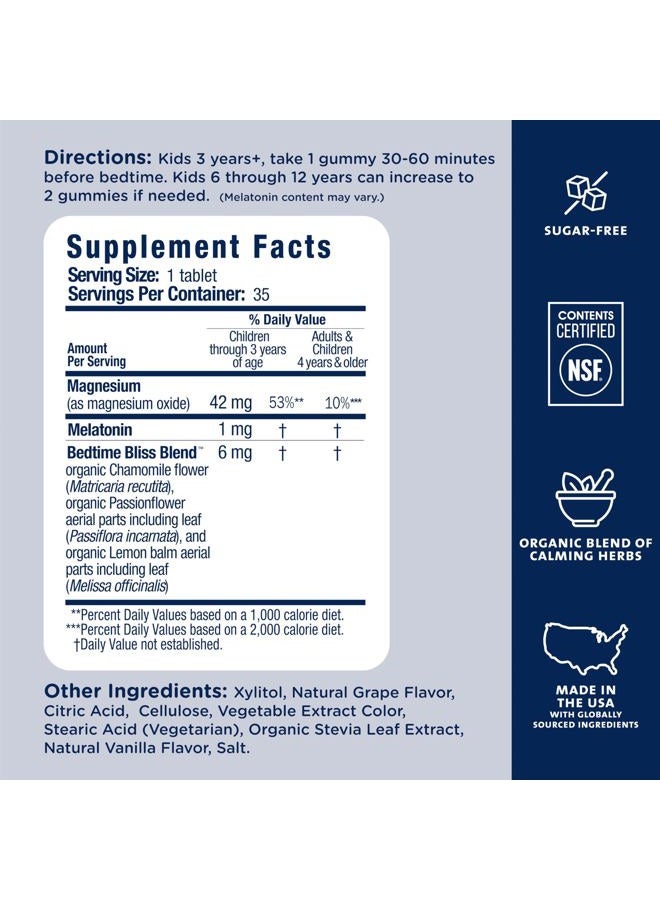 Mommy's Bliss Kids Sleep Chewable Tablets, Melatonin, Magnesium & Calming Herbs, Grape Flavor, Sugar Free Kids Melatonin, Age 3+ (35 Servings), 35 Count (Pack of 1) - Image 5