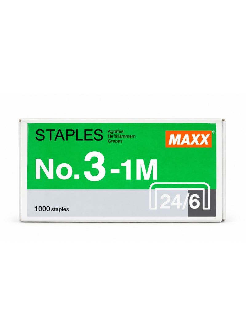 MAXX Staples No. 3 – 1,000 staples (24/6) (Pack containing 3 boxes) – 3,000 staples - Image 1
