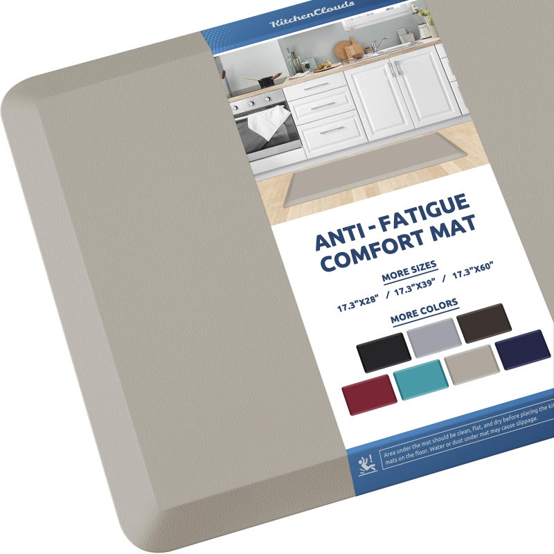 KitchenClouds Kitchen Mat Cushioned Anti Fatigue Kitchen Rug 173x39 Waterproof Non Slip Kitchen Rugs and Mats Standing Desk Mat Comfort Floor Mats for Kitchen House Sink Office Khaki