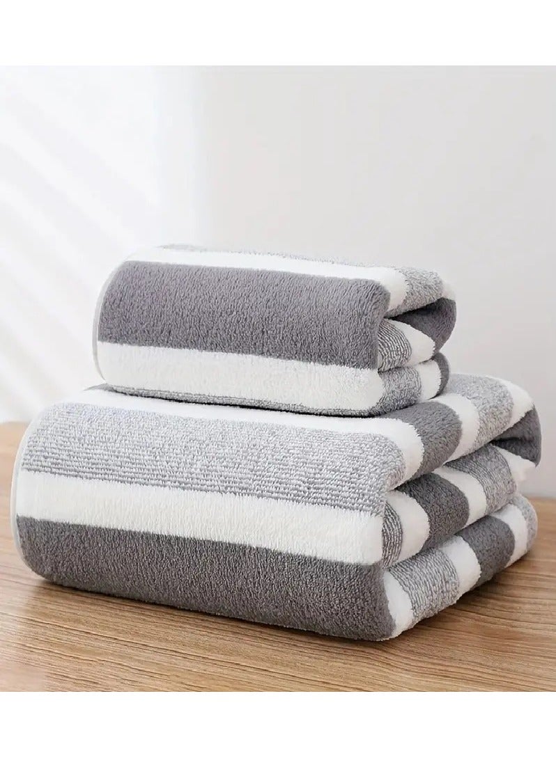 MASIA Set of 2 Luxury Bath Towels - Ultra Soft, Highly Absorbent, Quick Drying - 140x70 cm and 35x70 cm - Large Cotton Towels - bath towels, shower towels, cotton bath towels, ultra-absorbent bath towels, large bath towels, soft bath towels, quick-drying bath towels, bath towel set, bathroom accessories, bathroom essentials. - Image 1