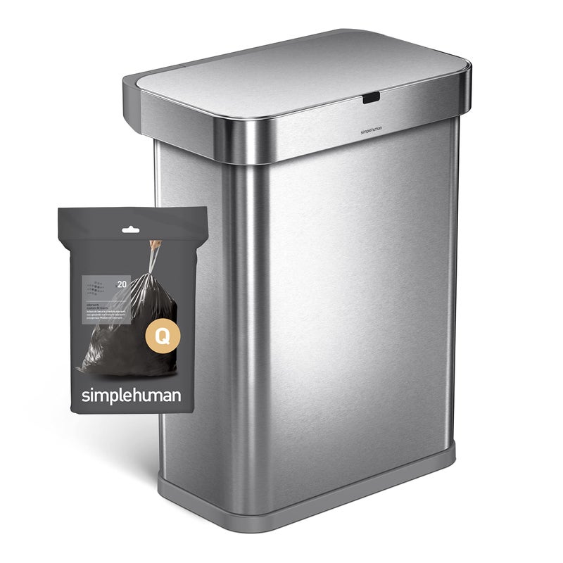 simplehuman Code Q 100 Count Odorsorb Custom Fit Liners, Drawstring Odor Absorbing Trash Bags, One-by-One Mess-Free Dispense, Extra Thick & Double Seamed, 50% PCR Plastic, 50-65 Liter / 13-17 Gallon - Image 5
