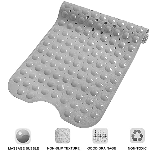 Linoows Bathtub and Shower Mats, Extra Long Non-Slip Bath Tub Mat 39 x 16 Inch, Machine Washable Bathmat with Suction Cups & Drain Holes for Bathroom Floor, Gray - Image 5