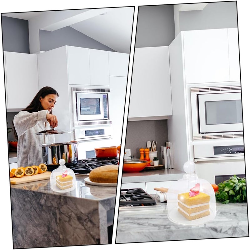 2pcs Glass Dome Food Cover 10-inch Diameter Small Fruit Dessert Cake Display Cover with Glass Lid for Kitchen and Party Serveware - Image 4