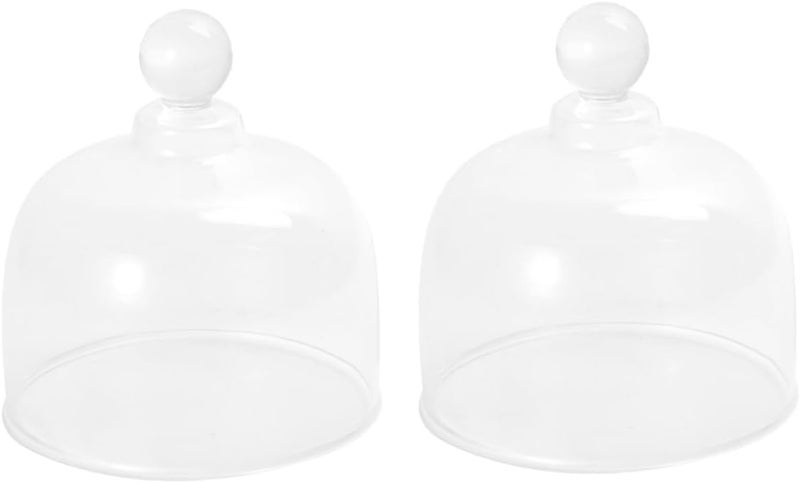 2pcs Glass Dome Food Cover 10-inch Diameter Small Fruit Dessert Cake Display Cover with Glass Lid for Kitchen and Party Serveware - Image 1