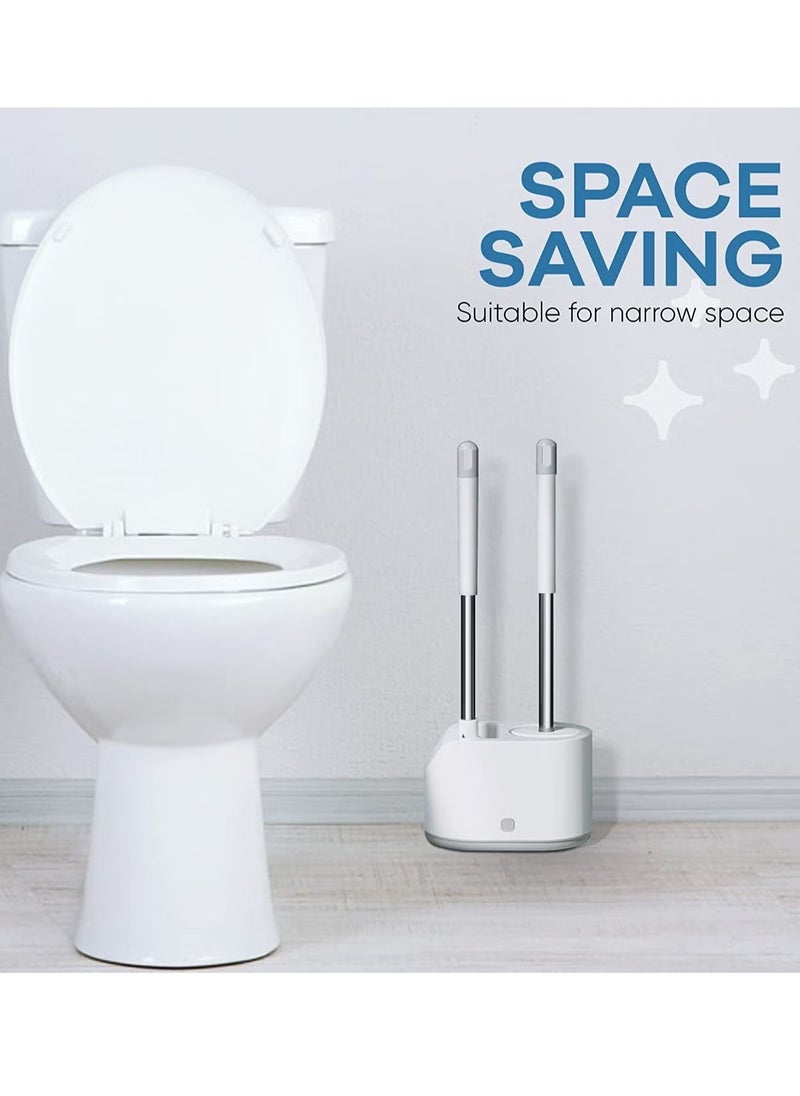 Haidue Silicone Toilet Brush and Holder with Bristle Scrubbers Set for Cleaning Bathroom Rust Free  Non Slip Long Handled Toilet Brush  - Image 4