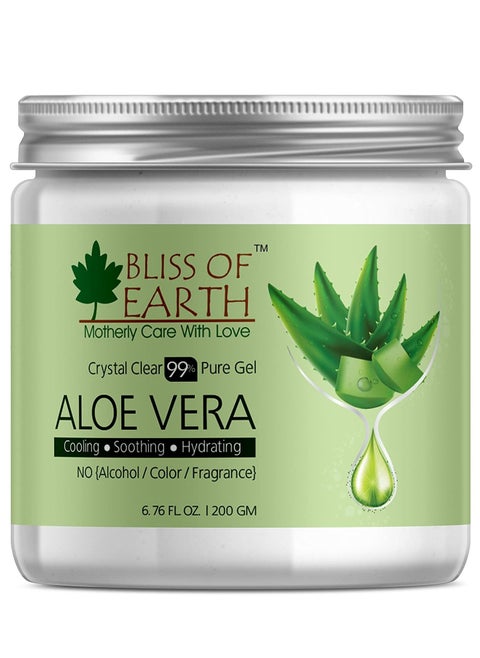 Pure Organic Crystal Clear Aloe Vera Gel  200GM Great For Face Body & Hair Effective Cooling Soothing & Hydrating Paraben Free