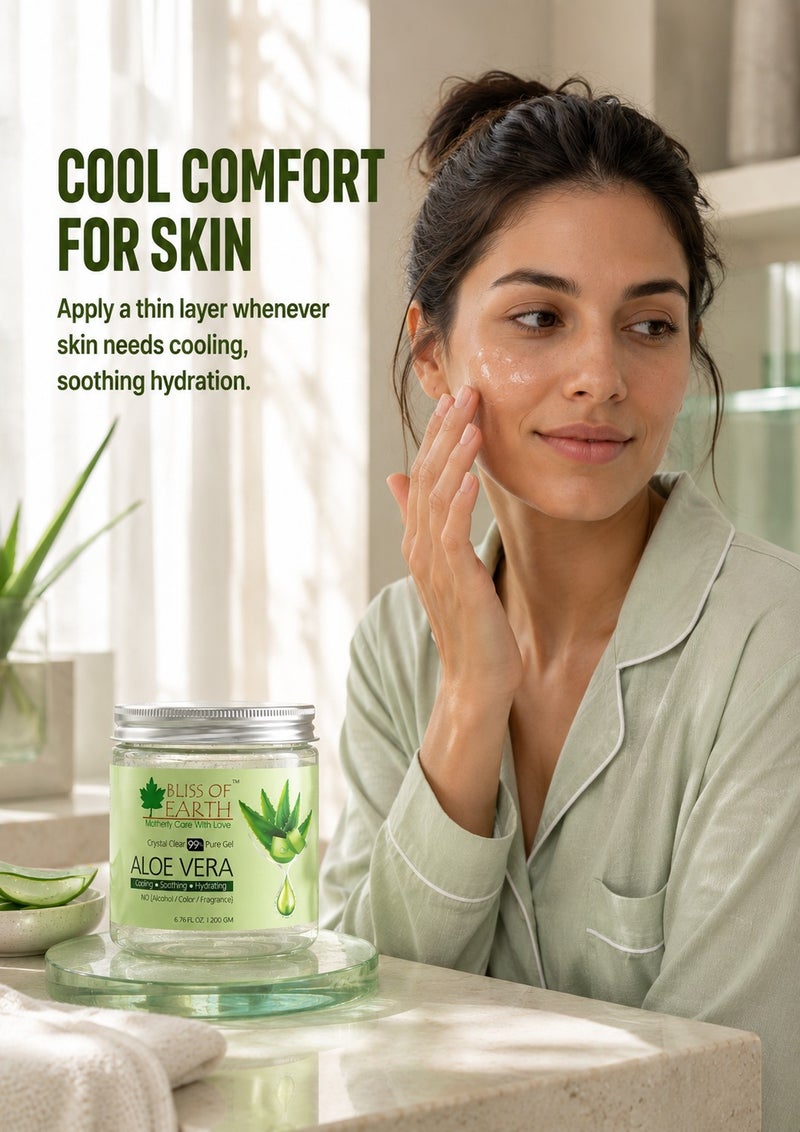 Bliss of Earth 99% Pure Aloe Vera Gel For Hair & Face, Crystal Clear Aloe Gel, 200g - Image 4