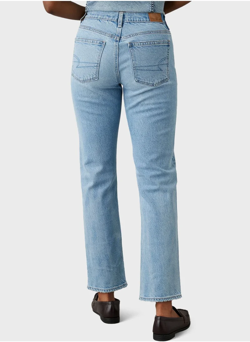 امريكان ايجل Super High-Waisted Ankle Straight Fit Jeans