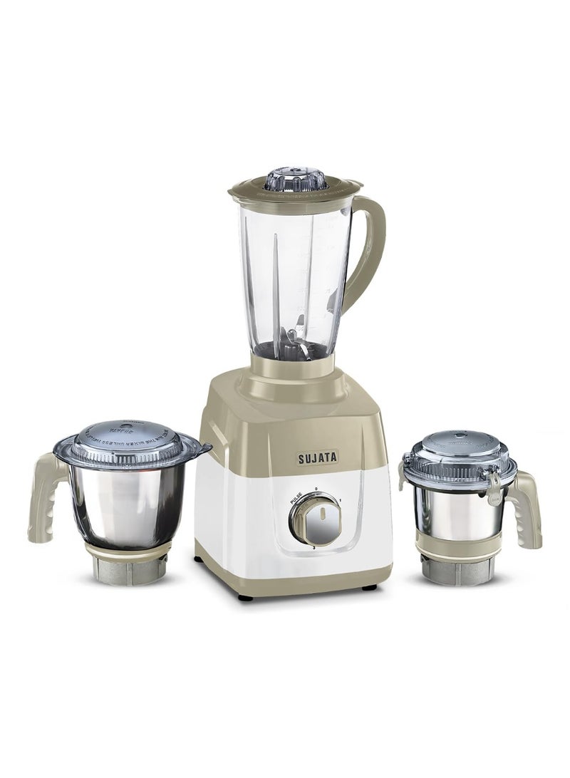 Sujata MG01 Mixer Grinder 1000Watts | Double Ball Bearing Motor | 24000 RPM | Non-Stop 90 Mins Running | 3 Jars including 1750ml Blender, 1000ml Grinder, 500ml Chutney Jar | Beige & White - Image 1