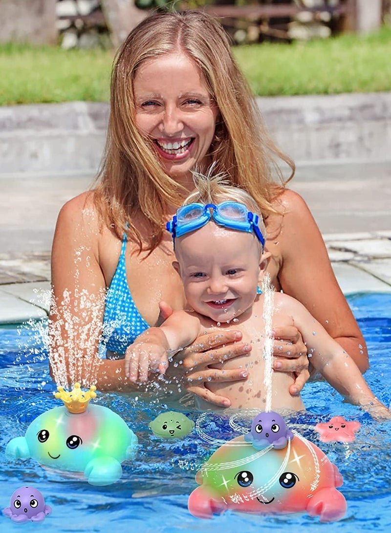 Bath Toys for Toddlers Spray Water Baby Bath Toy Light Up Sprinkler Bathtub Toys Swimming Pool Bathroom Shower Water Toy for Infant Kids Boys Girls Age 3 4 5 6 Years Old Crab Red - Image 3