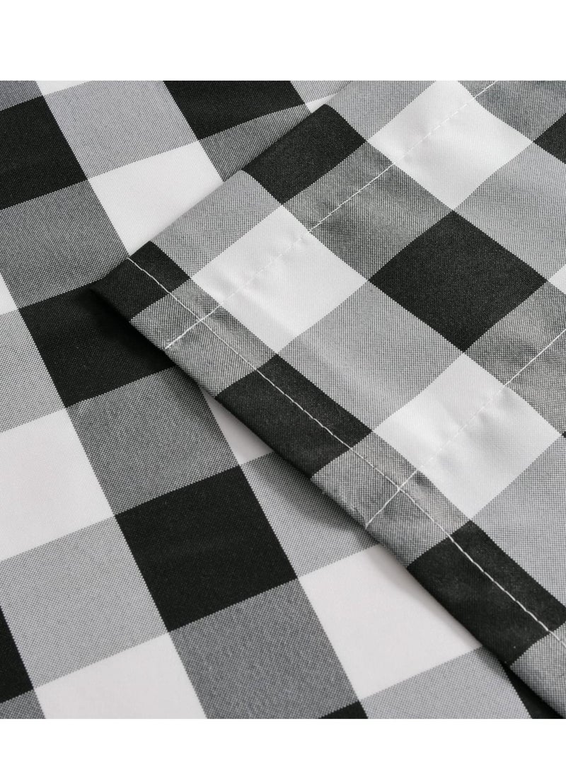 كابتن تيك Buffalo Check Valance Window Curtains, 52 x 18 Inches Length, Semi Sheer Checkered Rod Pocket Valance Black and White Plaid for Bedroom Living and Dining Room - Image 4