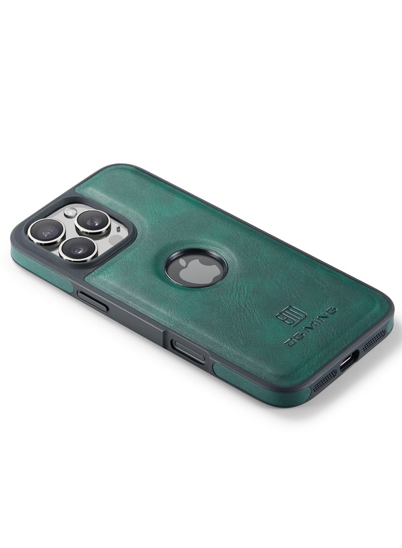 DGMING Case Cover Premium Leather Back with Logo CutOut Shockproof Compatible with Iphone 16 Pro  (Green) - Image 3