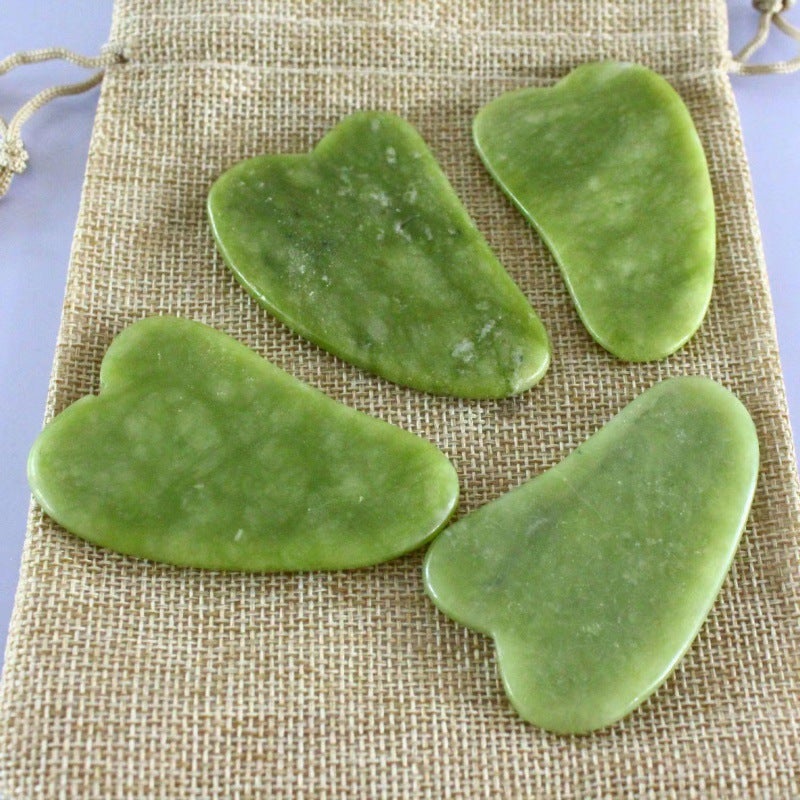 Generic Natural Jade Roller Facial Massage Set Scraper 