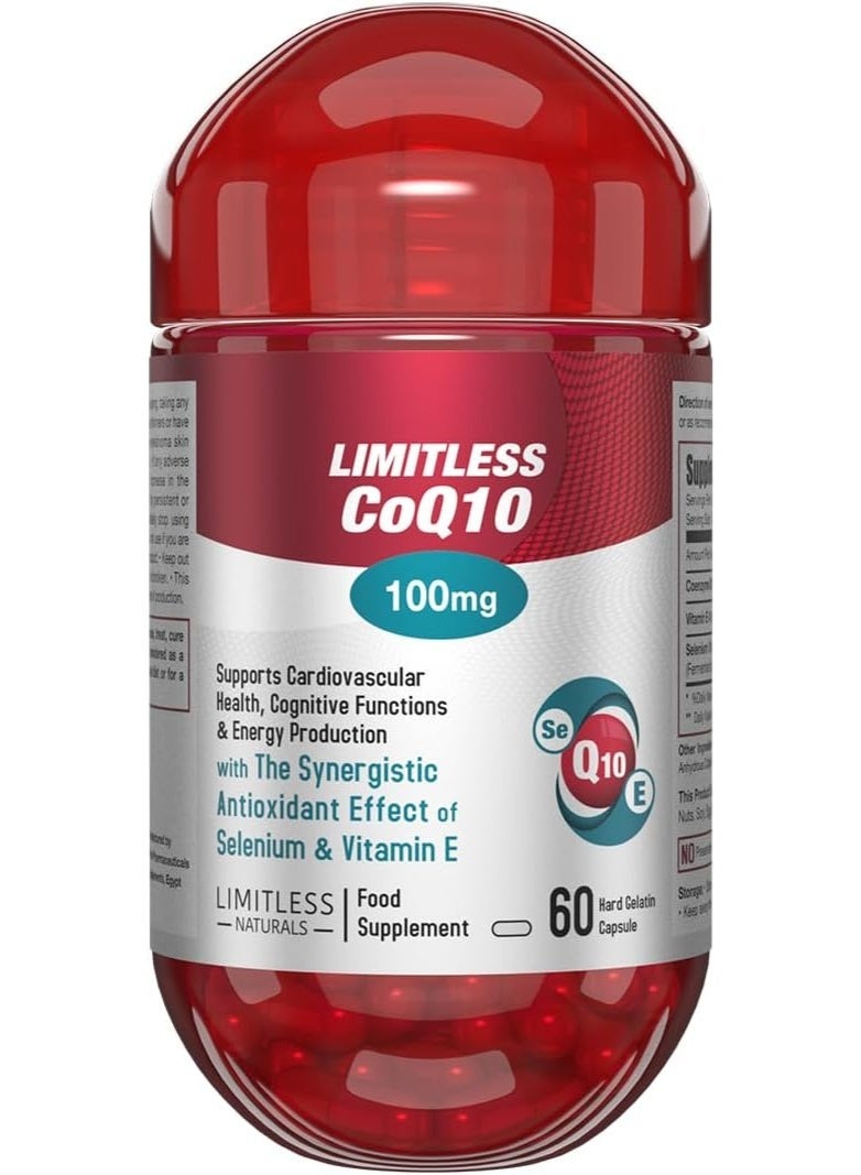 Limitless CoQ 10 - CoQ 10 Enzyme, vitamin E & Selenium - For cognitive Function, Heart Health & Energy Production- 60 capsules. - Image 1