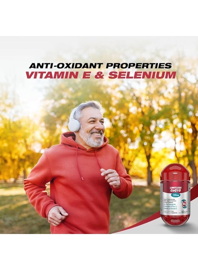 Limitless CoQ 10 - CoQ 10 Enzyme, vitamin E & Selenium - For cognitive Function, Heart Health & Energy Production- 60 capsules. - Image 5