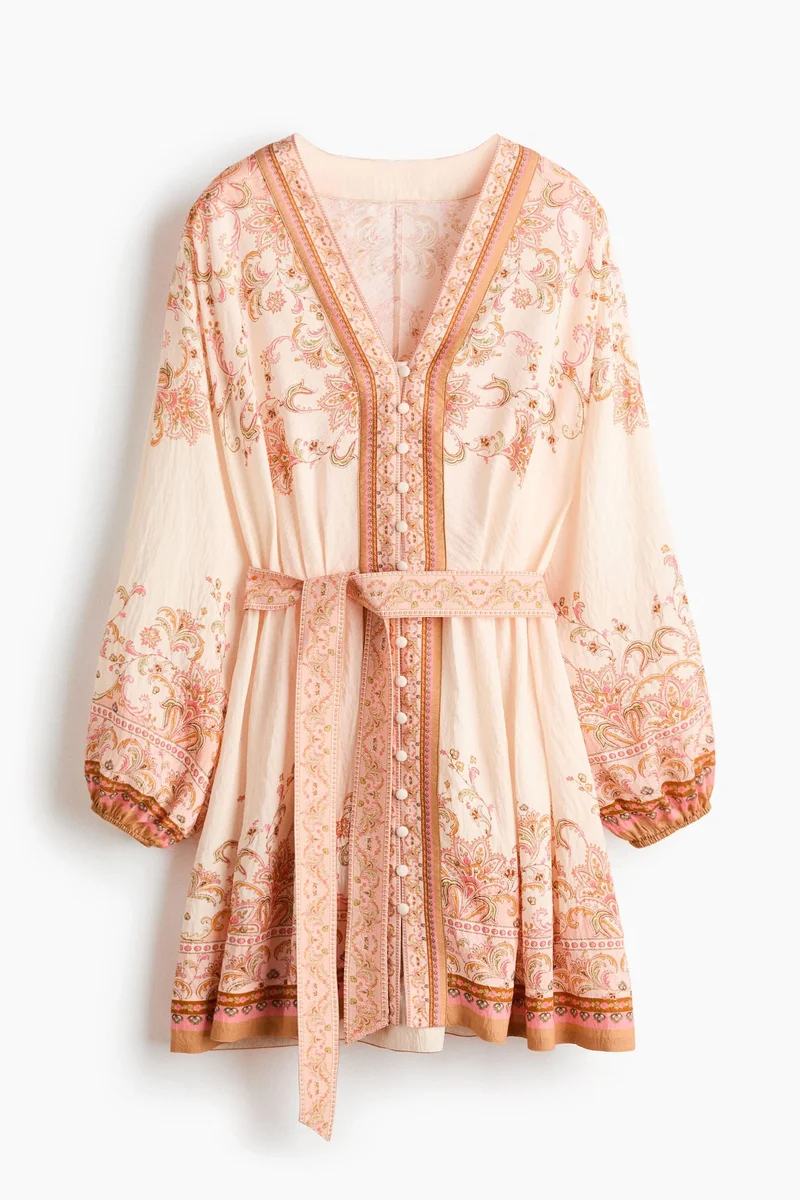 H&M Loose-fit tie-belt dress