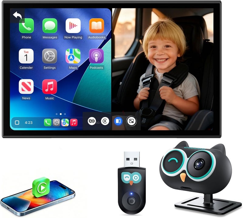 OTTOCAST Baby Car Camera with Wireless CarPlay, 1080P Night Vision, and Split Screen Navigation - Image 1