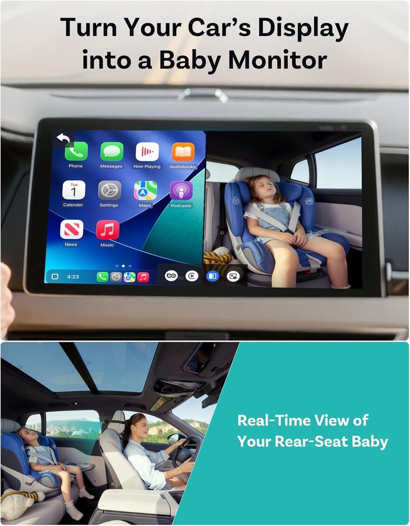 OTTOCAST Baby Car Camera with Wireless CarPlay, 1080P Night Vision, and Split Screen Navigation - Image 2