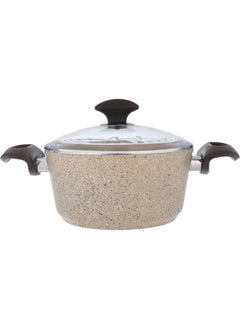FALEZ Falz Granite Cookware Set With Glass Lid, 7 Pieces, Turkish - Light Brown  - Image 3