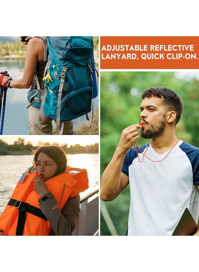 FJCTER Emergency Whistles Survival, 2PCs Super Loud Double Tube Safety Whistles with Adjustable Reflective Lanyard, Waterproof Boat Whistle for Life Vest Jacket, Kayak, Hiking, Kids (Red) - Image 5