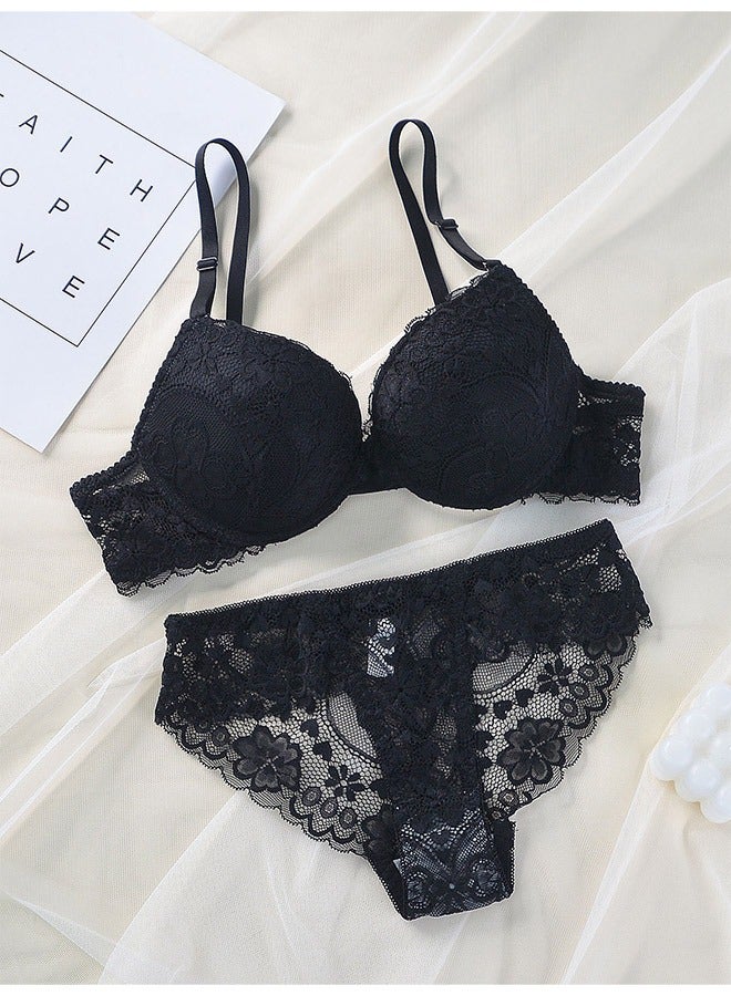 Bra Underwear Set Black Size S 