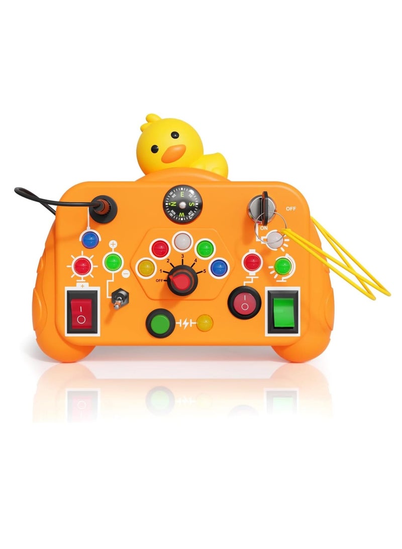 Zikra LED Light Montessori Toys, Toddler Learning Toys, Sensory Board Educational Learning Activities Toys, Travel Toys for Toddlers Boys and Girls Birthday, Yellow Duck - Image 1