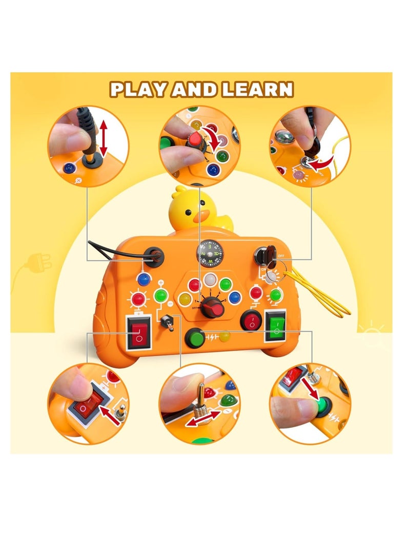 Zikra LED Light Montessori Toys, Toddler Learning Toys, Sensory Board Educational Learning Activities Toys, Travel Toys for Toddlers Boys and Girls Birthday, Yellow Duck - Image 4
