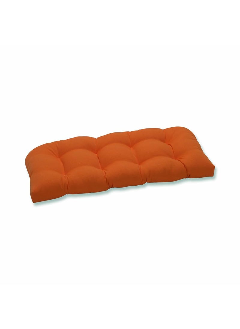 Pillow Perfect Pillow Perfect Pompeii Solid IndoorOutdoor Wicker Patio SofaSwing Cushion Tufted Weather and Fade Resistant 19 x 44 Orange 