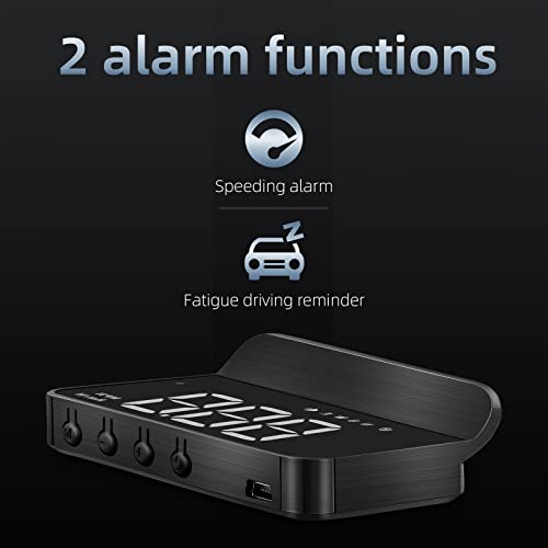 MAIMEIMI Windshield Heads Up Display for Car MAIMEIMI Digital Speedometer for Car HUD GPS Speedometer MPH with Travel Direction, Overspeed Alarm & Fatigue Driving Alarm for All 5V Vehicles - Image 3