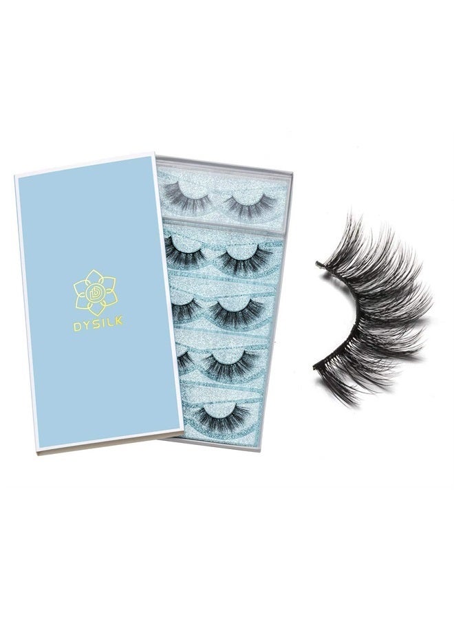 DYSILK Eyelashes False Lashes - Mink Lashes 5 Pairs 6D Fake Eye Lashes Natural Look - Wispy Eyelashes Strip Lash Faux Mink Lashes False Eyelashes Extensions Kit | 001-15mm - Image 1