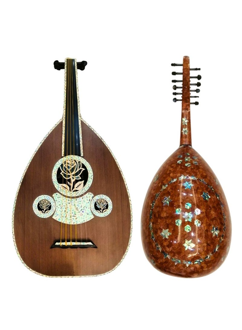 موسيقى الكرز عود موسيقي سوبر لوكس العالمي وجه سيدار ظهر صدف كامل أصابع ابانوس أوتار ارورا