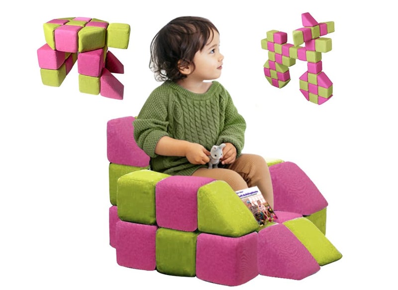 nets Tribe Magnetic Soft Building Blocks for Kids Magnetic Blocks Big Blocks Educational Toys Incredibly Fun Building Block for Children Rose redGreen - Image 3