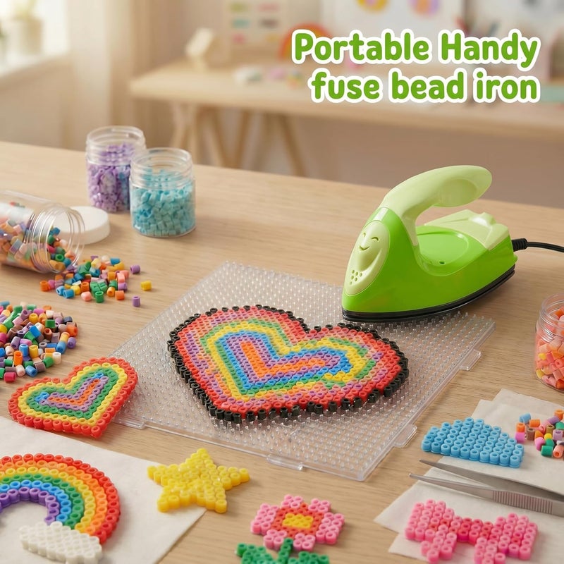 Honoson Mini Craft Iron Mini Heat Press Small Iron Portable Handy Tiny Flatiron with Charging Base Accessories for Fuse Beads Patch DIY Shoes T-Shirts Heat Transfer Vinyl Projects (Green Series) - Image 4