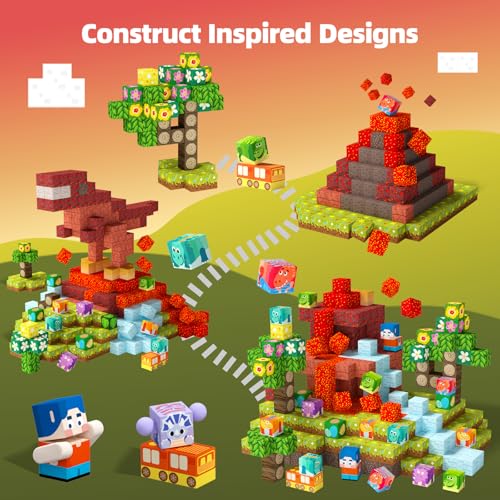 GobiDex 48PCS Magnetic Building Blocks Playset Build Dinosaur MagWonder with STEM Sensory Toys Pretend Play Montessori Gift for Boys and Girls 3 Years Old - Image 5