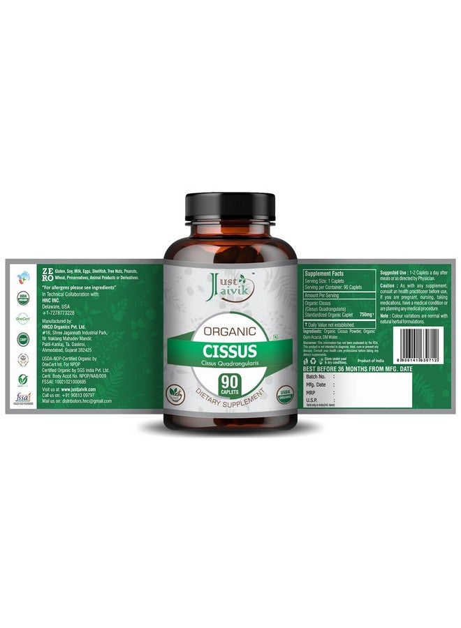 Just Jaivik Just Jaivik Organic Cissus/Hadjod 750mg - 90 Tablets As Dietary Supplements - Image 3