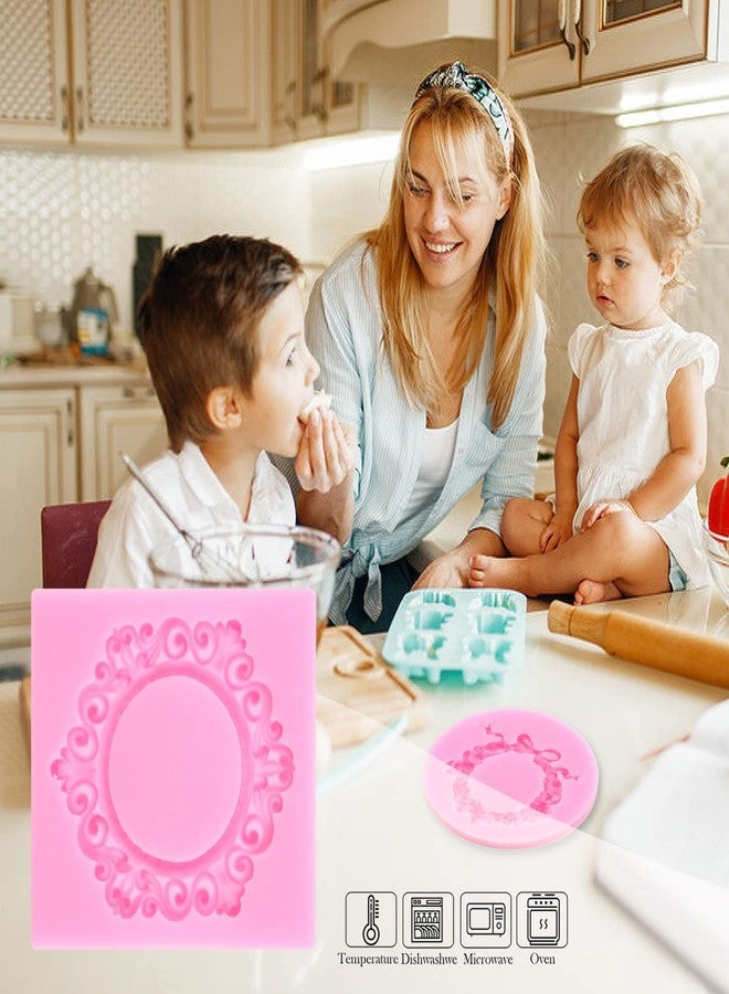 Mujiang Photo Frame Fondant Molds Vintage Frame Molds Picture Frame Silicone Mold Wreath Chocolate Molds For Cake Decorating Candy Polymer Clay Gum paste Set Of 4 - Image 4