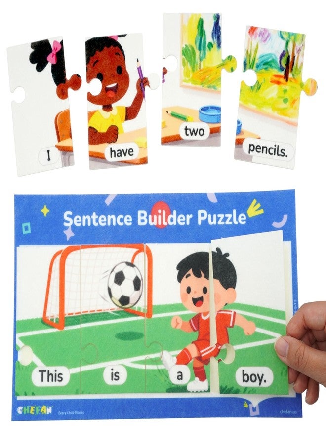 CHEFAN Sentence Building Puzzle for Kids, Reading & Writing Learning Game with Sight Words & Phonics, Sentence Board & Writing Board, Speech Therapy Toy for Preschool PreK Kindergarten 1st Grade - Image 1