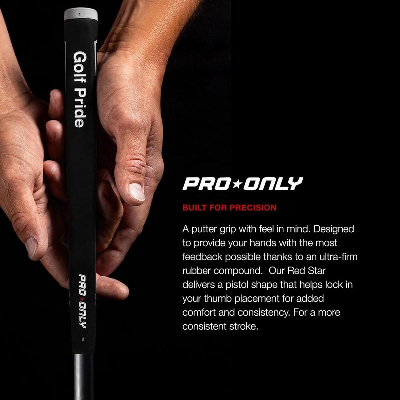 Golf Pride Pro Only Golf Grip - Putter Grip for Hand Placement - All-Rubber Construction for Firm Feel - Traditional Streamlined Shape - Image 1