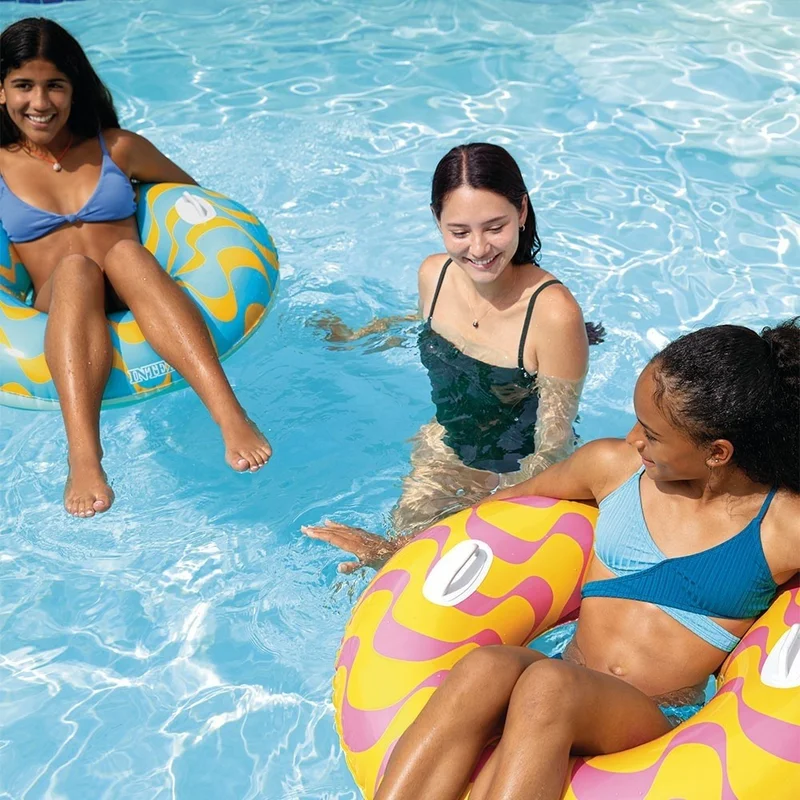 INTEX Hold Wavy Dreams Bagel - Inflatable Wavy Bagel - Inflatable Sea Bagel - Wave Patterned Sea Bagel 91 Cm.