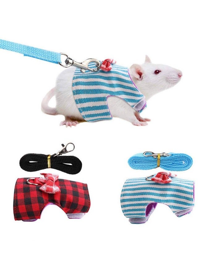 جوتوتوب طقم حزام للحيوانات الأليفة الصغيرة مكون من قطعتين مع عقدة وجرس، سترة مبطنة مريحة لا تسبب الشد، حزام خنزير غينيا ومقود للقوارض والفئران والإغوانا والهامستر (صغير) - Image 1